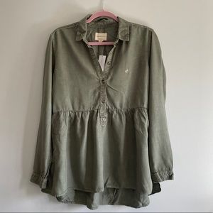 Army Green American Eagle Peplum Blouse